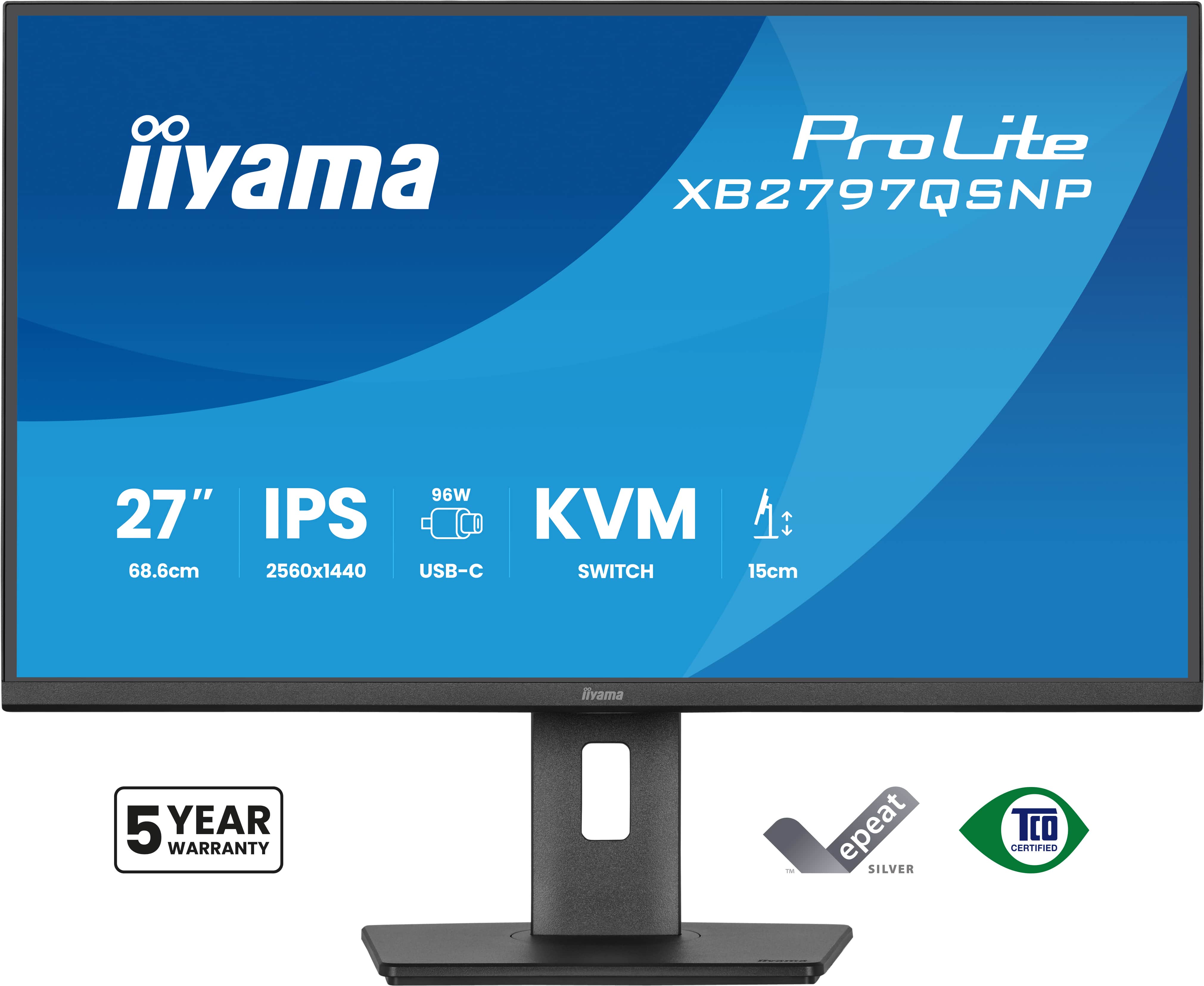 Iiyama ProLite XB2797QSNP-B1 | 27" QHD Business Monitor mit USB-C Docking, KVM Switch & Full Connectivity