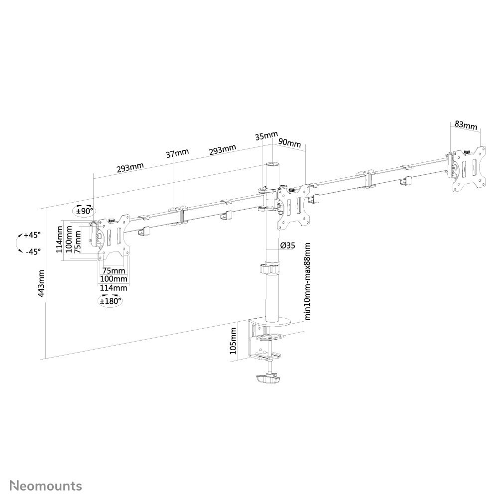 Neomounts FPMA-D550D3BLACK | 3x 10-27"