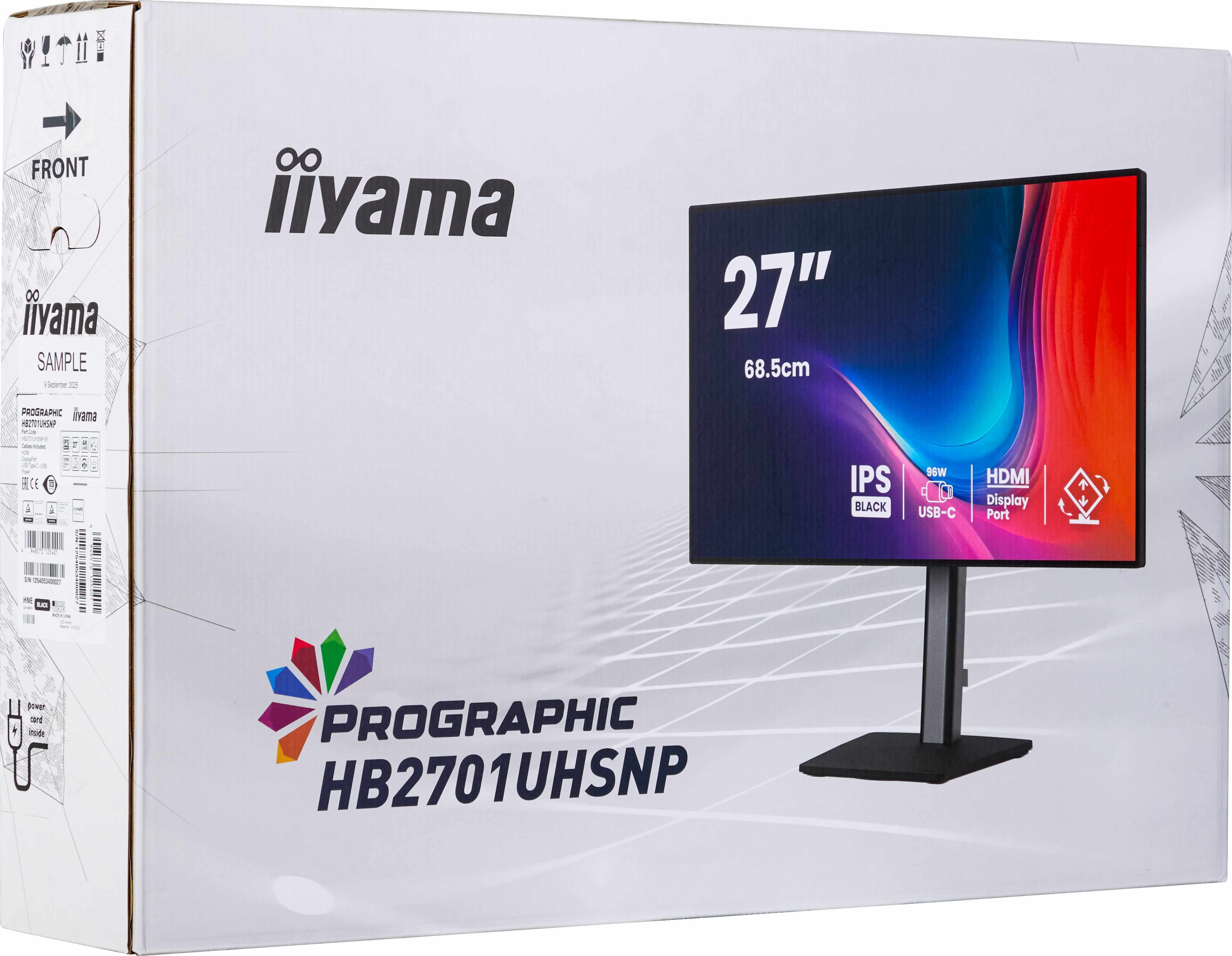 Iiyama ProGraphic HB2701UHSNP-B1 | 27" 4K Kreativmonitor – maximale Farbtreue, IPS Black 2.0, USB-C & KVM