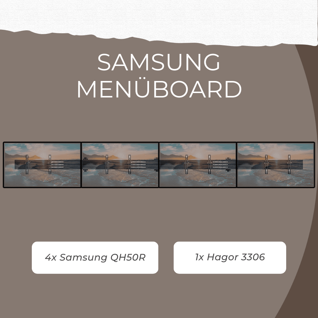 Komplettset 4x Samsung QH50R inkl. Wandhalterung Hagor 3306 | montagefertiges Menüboard