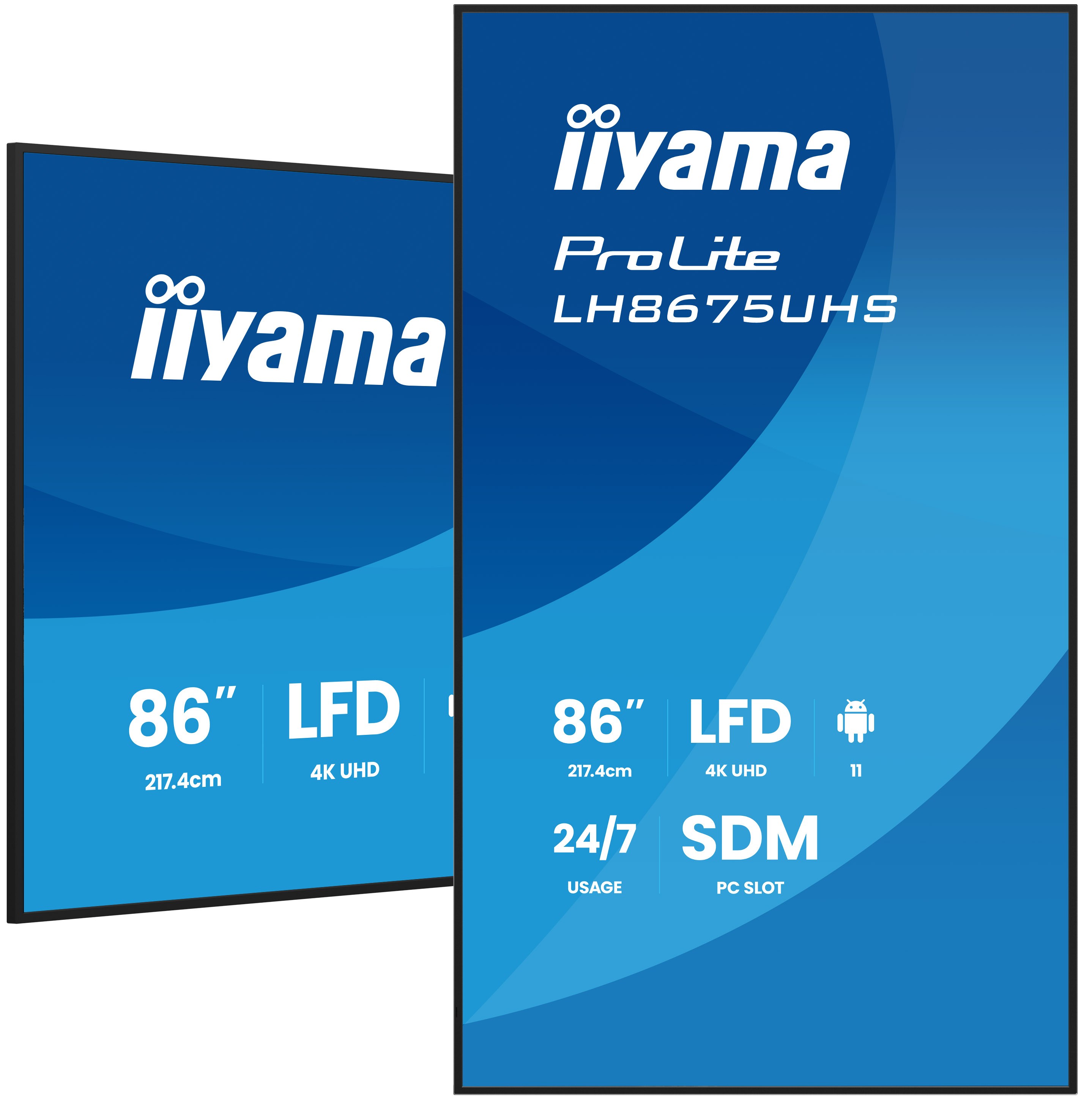 Iiyama ProLite LH8675UHS-B2AG | 86" 4K UHD Allround-Digital Signage Display mit Android 11 & 24/7 Betrieb