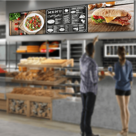 Komplettset 5x Samsung QH50R inkl. Wandhalterung Hagor 3307 | montagefertiges Menüboard