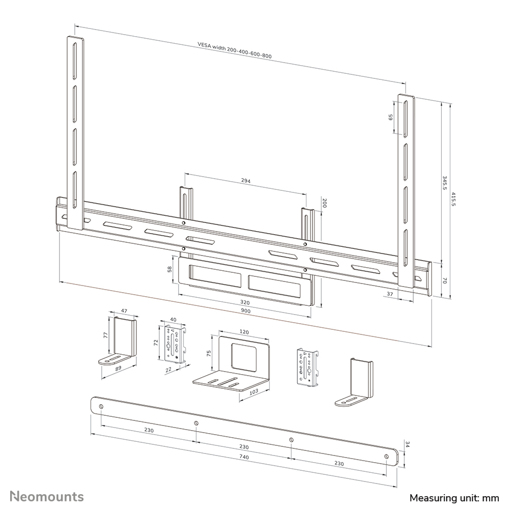 Neomounts AV2-500WH Videobar-Kit 43-110" - VESA - max 10 kg - universal Neomounts AV2-500WH Videobar-Kit 43-110" - VESA - max 10 kg - universal