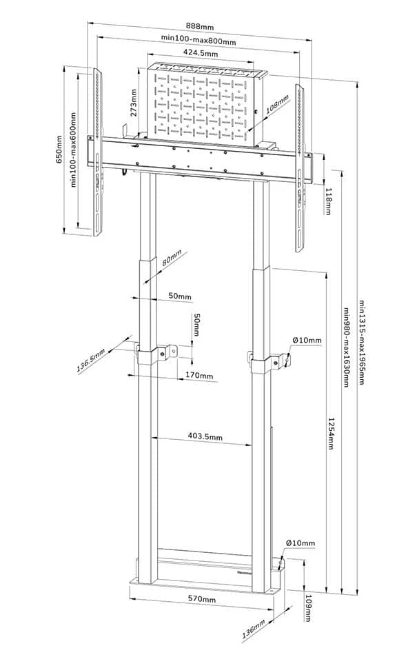 Neomounts WL55-875WH1 TV-Bodenständer 55-100" - Wand - motorisiert - TÜV