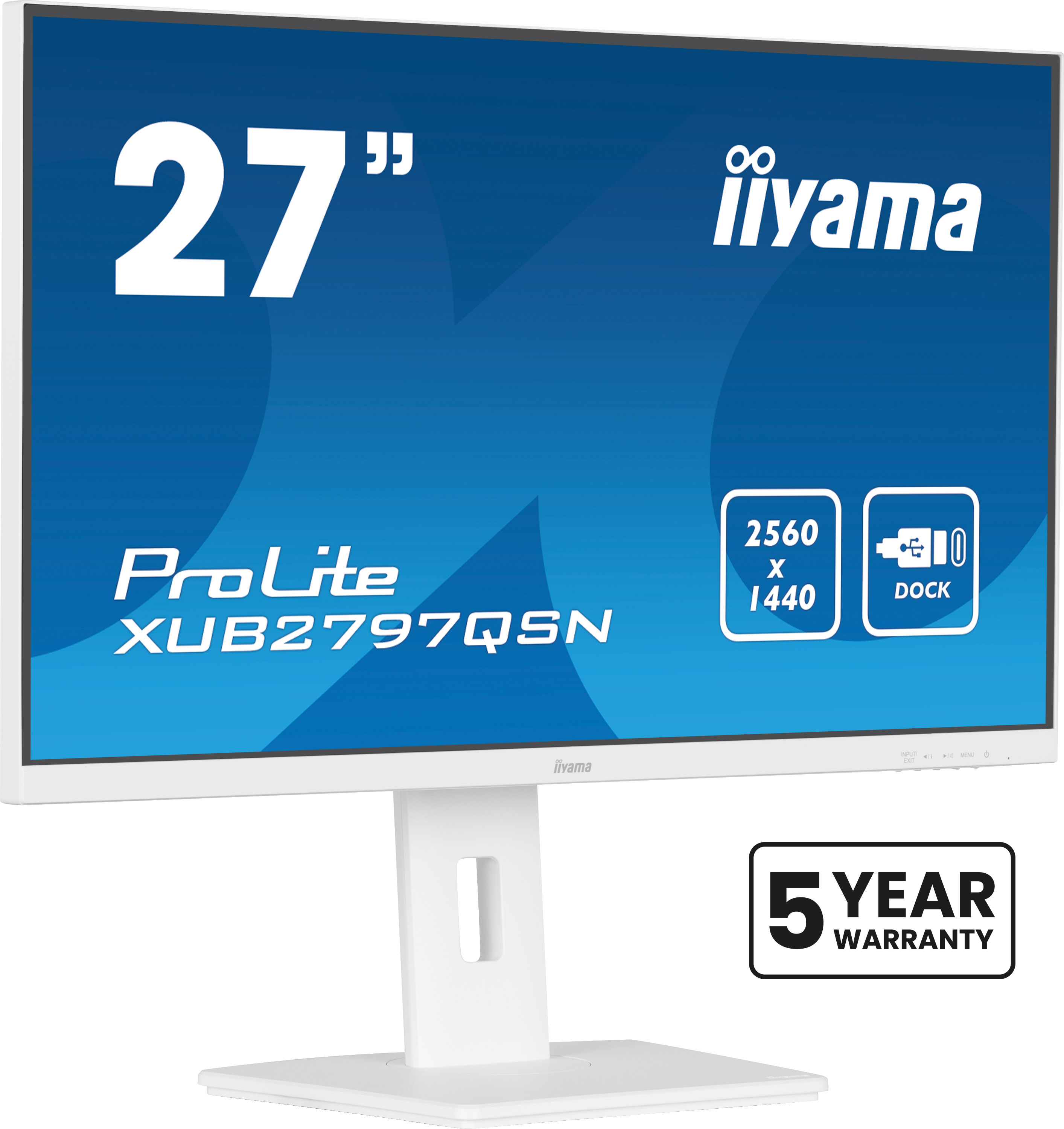 Iiyama ProLite XUB2797QSN-W2 | 27" Monitor mit IPS-Panel-Technologie, QHD-Auflösung, USB-C-Dock 