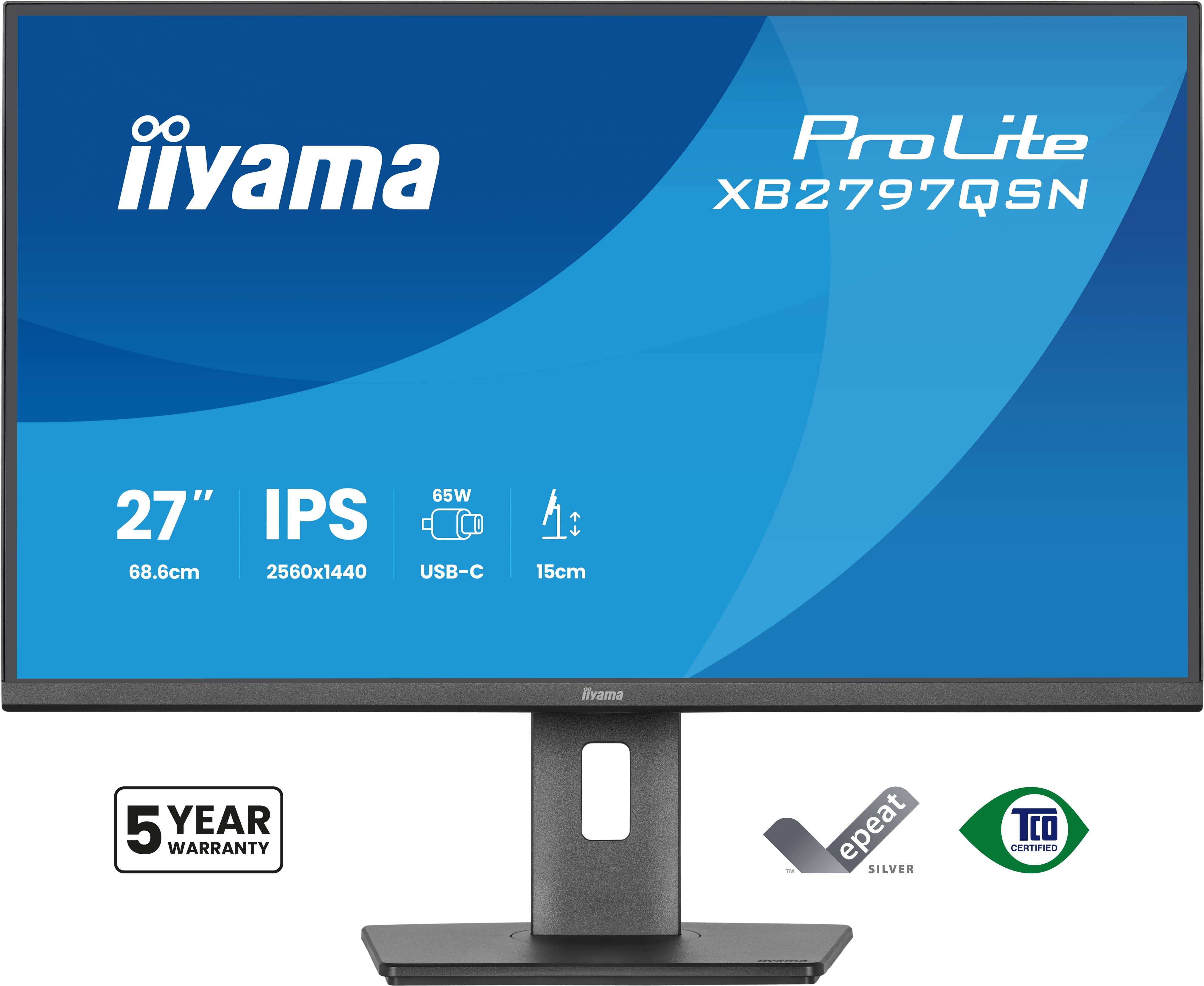 Iiyama ProLite XB2797QSN-B1 | 27" | QHD IPS USB-C Docking Monitor