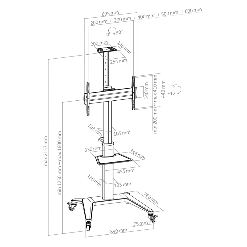 HAGOR BrackIT Stand Single | 8207 | 42" - 65" | 600x400 | 70KG | Black | Standsystem