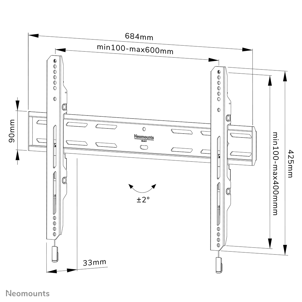Neomounts WL30S-850BL16 TV-Wandhalterung 42-86" - fest - abschließbar - schnelle Installation