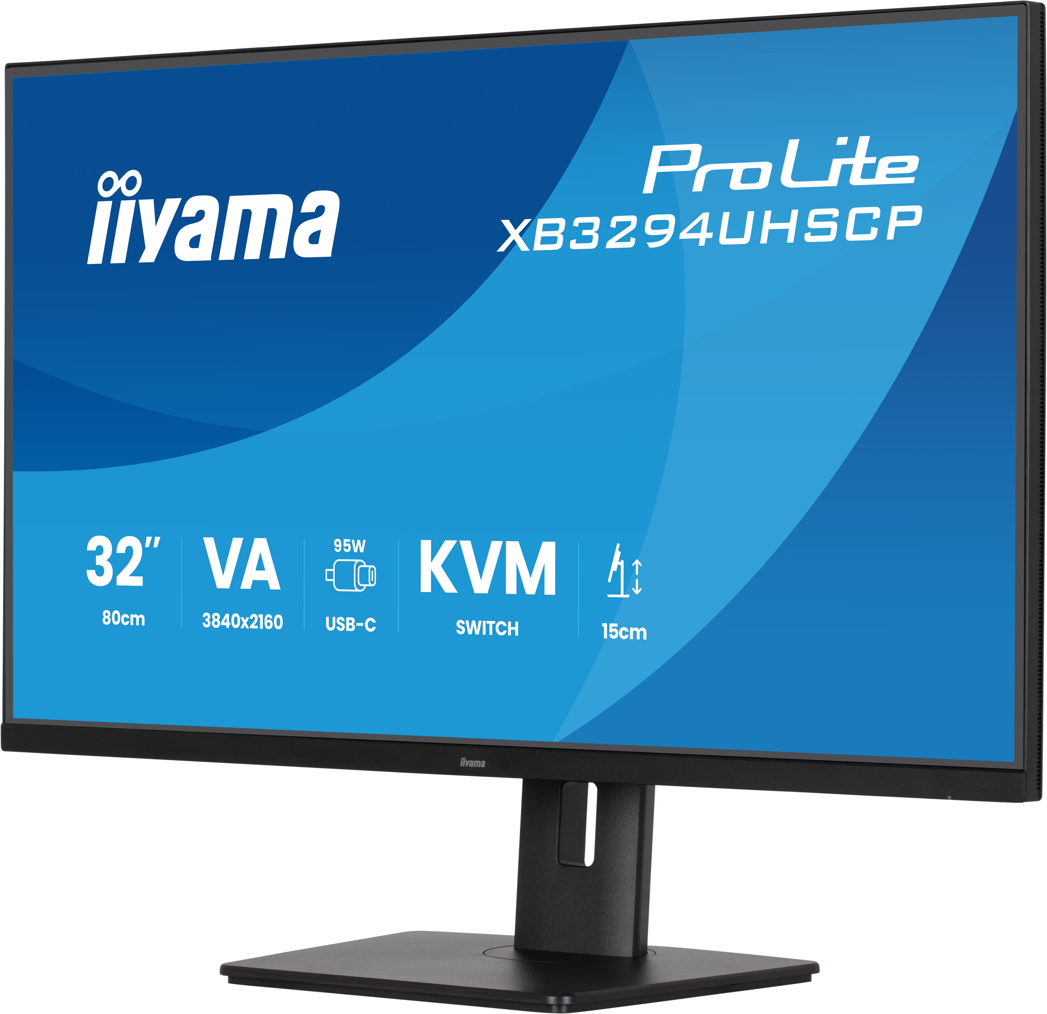 Iiyama ProLite XB3294UHSCP-B1 | 32" 4K VA Monitor mit USB-C Dock, KVM & PiP/PbP