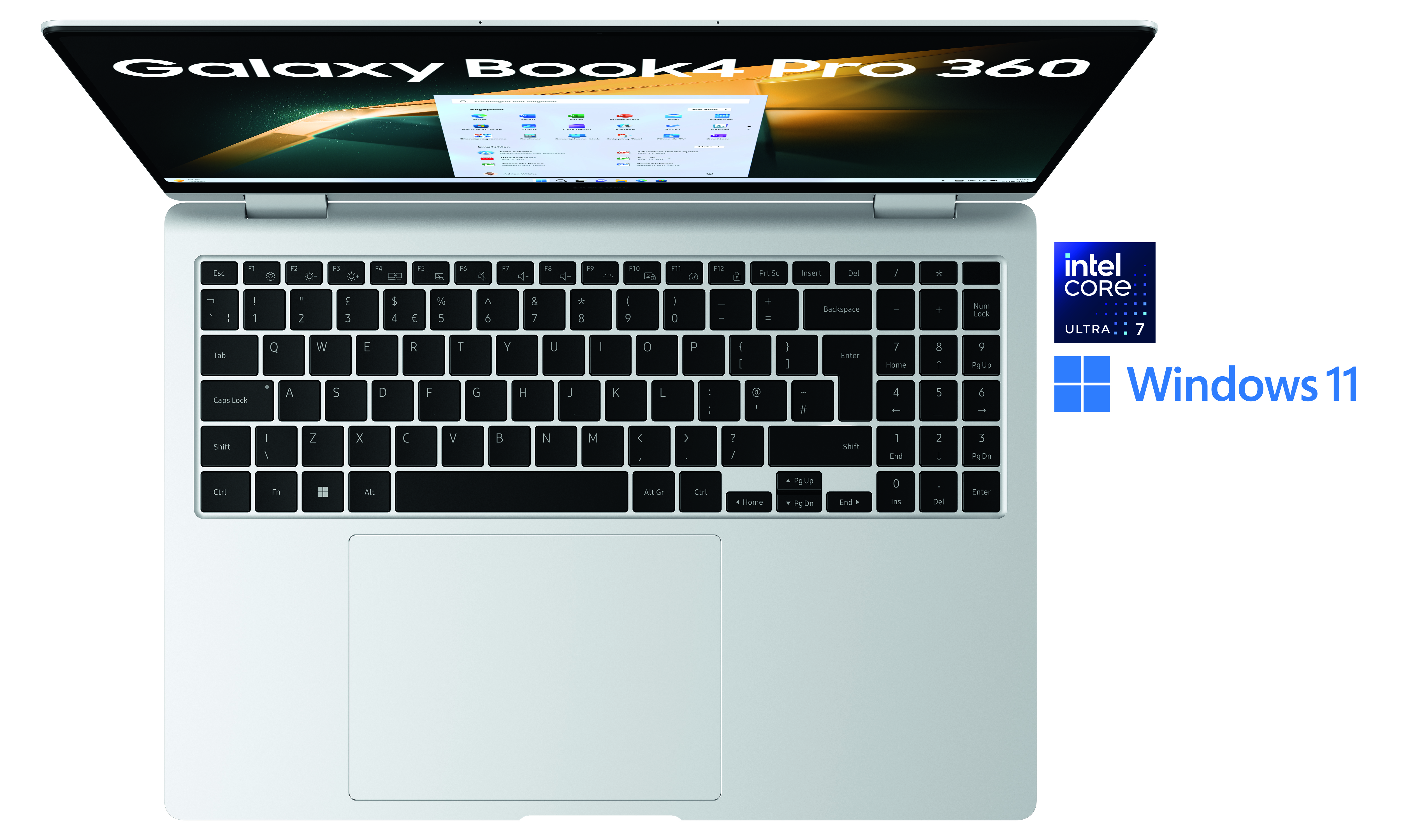 Samsung Galaxy Book 4 Pro 360 | 16" WQXGA+ | Intel Core Ultra 7 155H | 16GB LPDDR5x | 512GB SSD | Windows 11 Pro | Silber | Notebook Samsung Galaxy Book 4 Pro 360 | 16" WQXGA+ | Intel Core Ultra 7 155H | 16GB LPDDR5x | 512GB SSD | Windows 11 Pro | Silber | Notebook