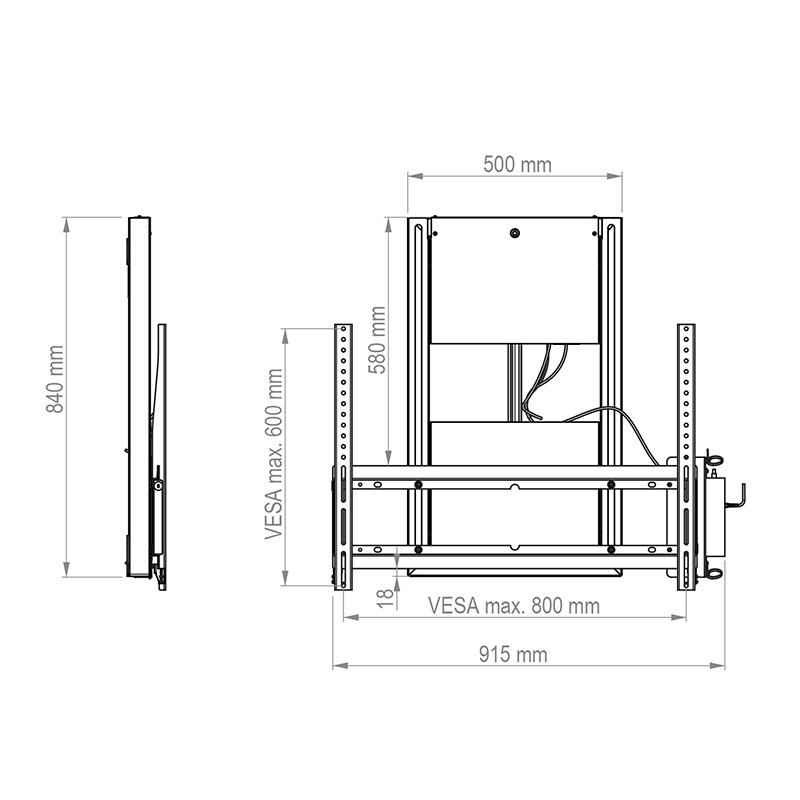 Hagor WH Moto Slim | 42"- 86" motorisch höhenverstellbares Liftsystem zur Wandmontage