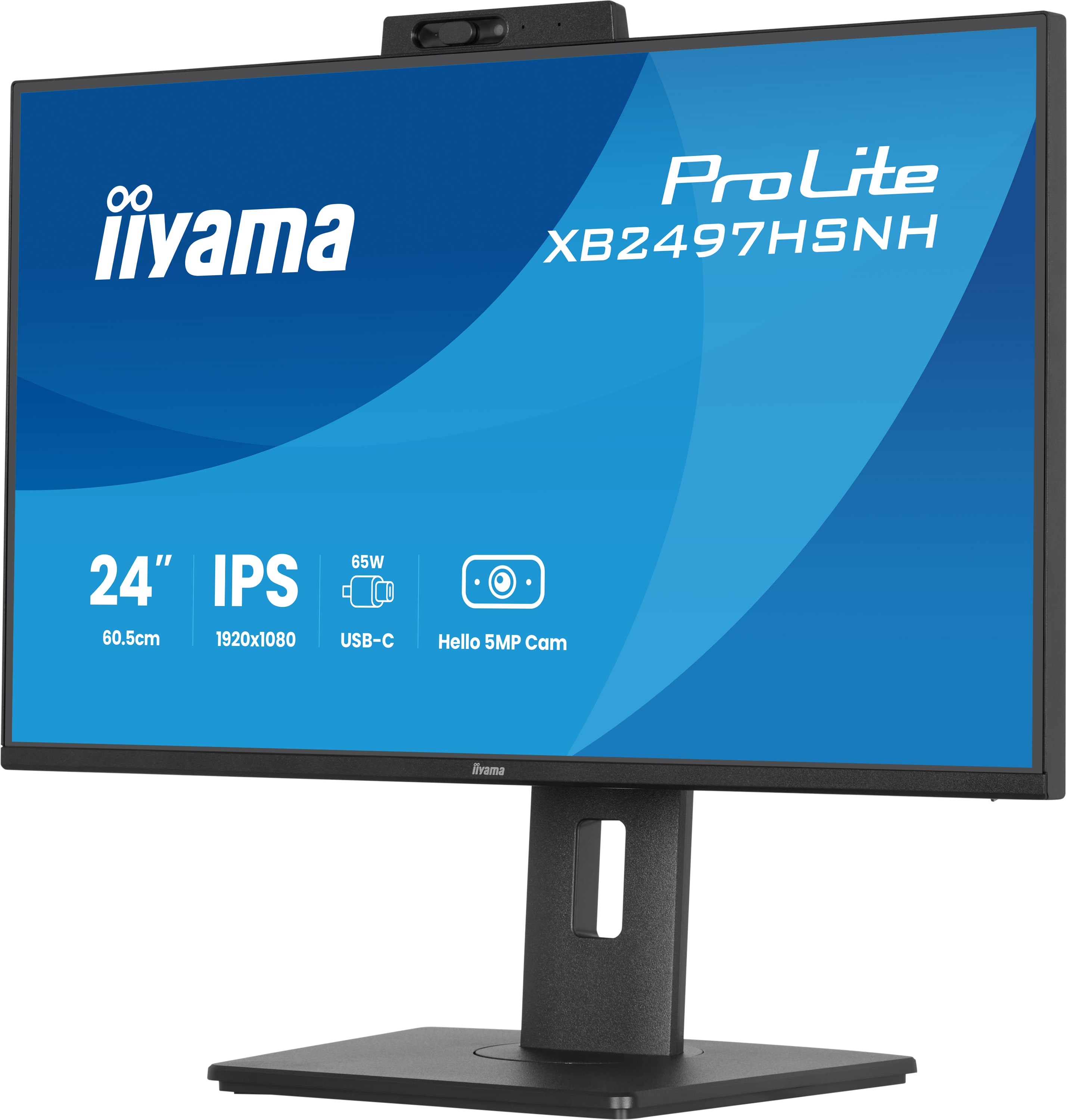 iiyama ProLite XB2497HSNH-B1 | 24" IPS Monitor Full HD 100Hz USB-C Dock Webcam LAN ergonomisch