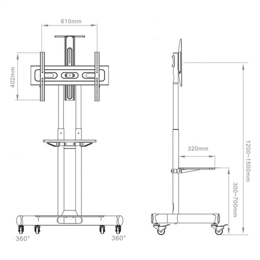 HAGOR HP Twin Stand 8209 | 32"-55" | 600x400 | 50KG | Black | Standsystem