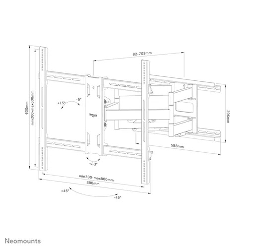 Neomounts WL40S-950BL18 Schwerlast-Wandhalterung 55-110" - volle Bewegung Neomounts WL40S-950BL18 Schwerlast-Wandhalterung 55-110" - volle Bewegung