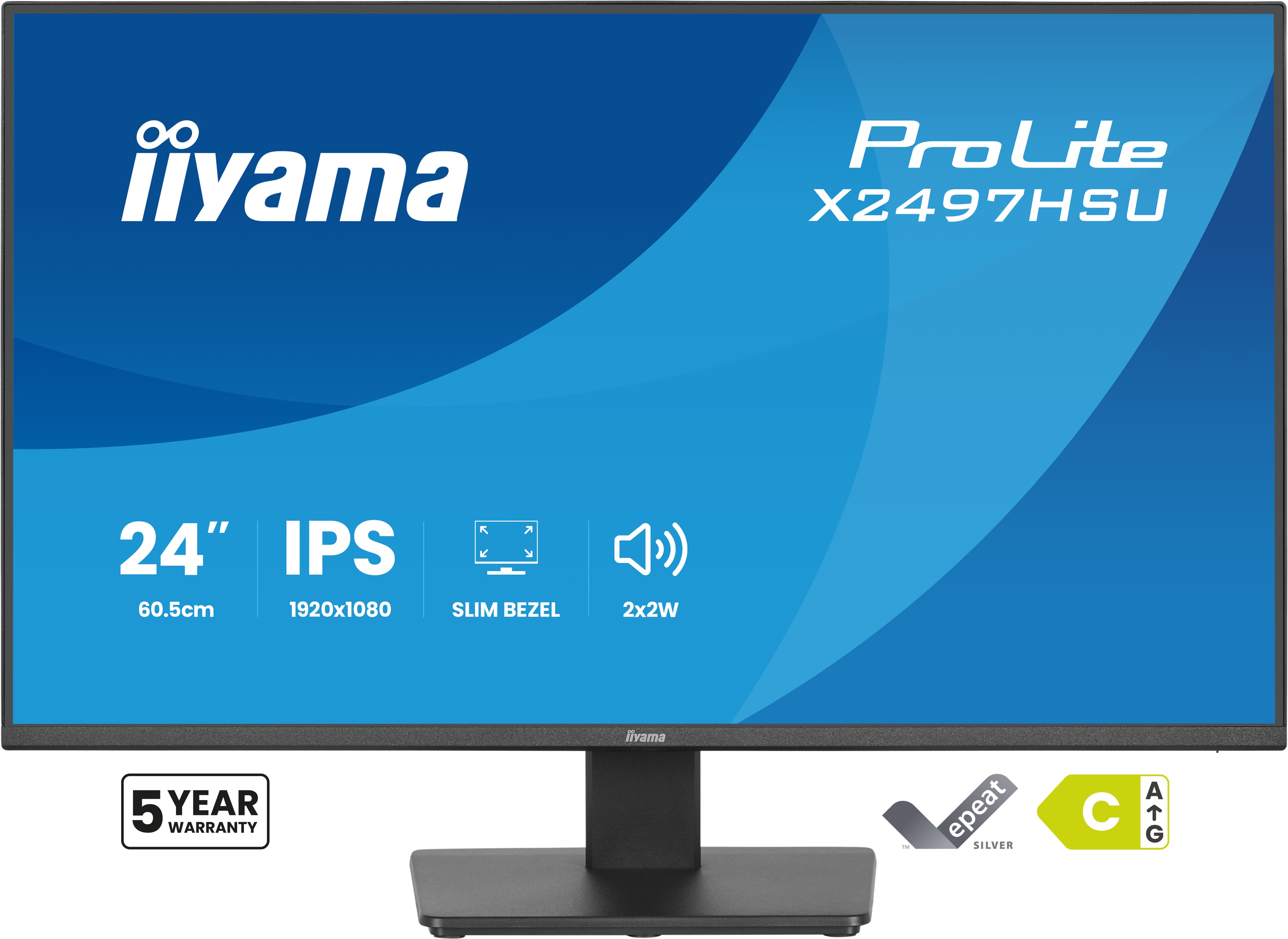 Iiyama ProLite X2497HSU-B1 | 24" Full HD ergonomischer Büro & Homeoffice Bildschirm mit Eye Care Technologie