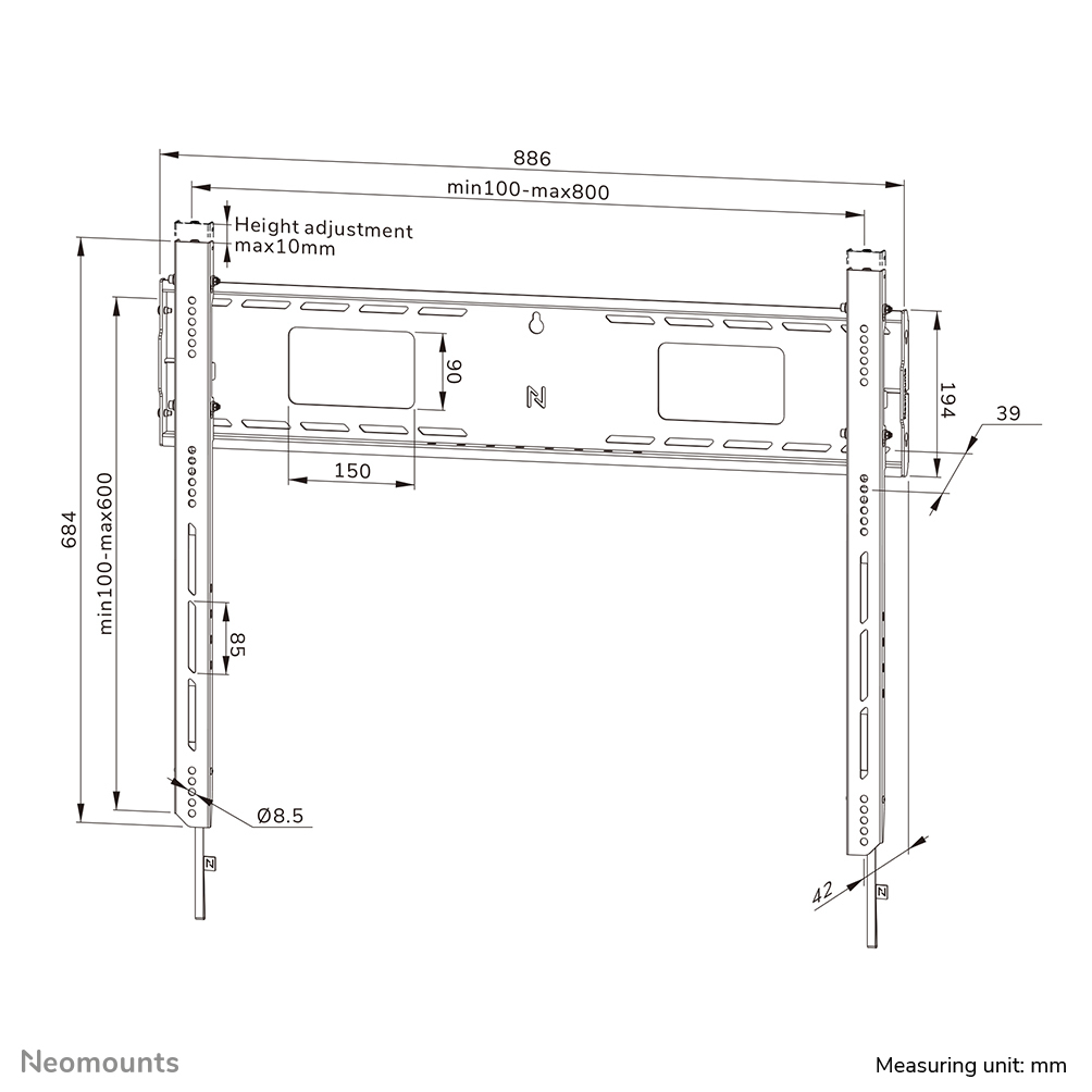 Neomounts WL30-750BL18 Schwerlast-Wandhalterung 43-98" - fest - abschließbar - schnelle Installation - TÜV Neomounts WL30-750BL18 Schwerlast-Wandhalterung 43-98" - fest - abschließbar - schnelle Installation - TÜV
