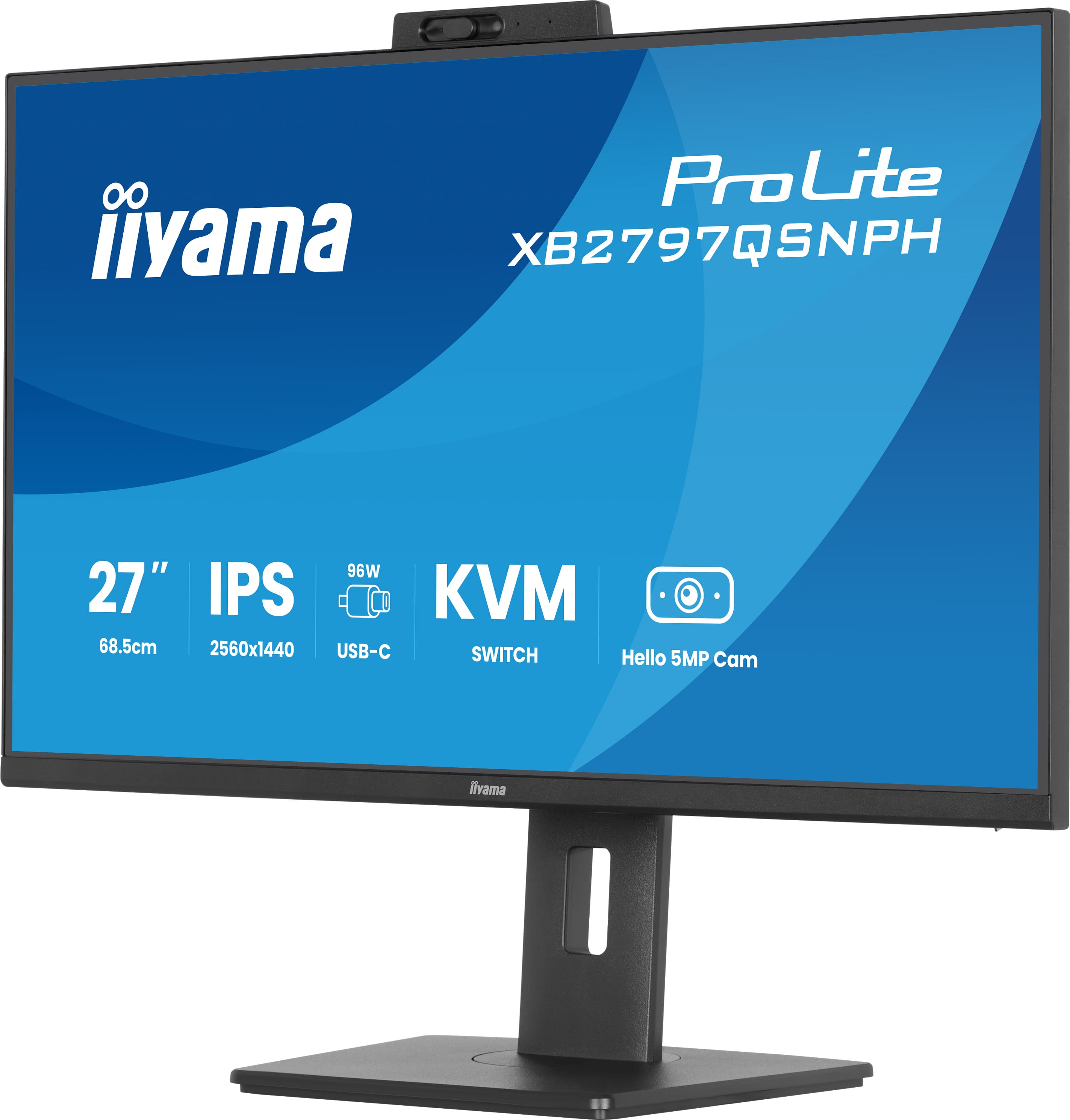 Iiyama ProLite XB2797QSNPH-B1 | 27" QHD Monitor mit Webcam, USB-C Docking und KVM-Switch