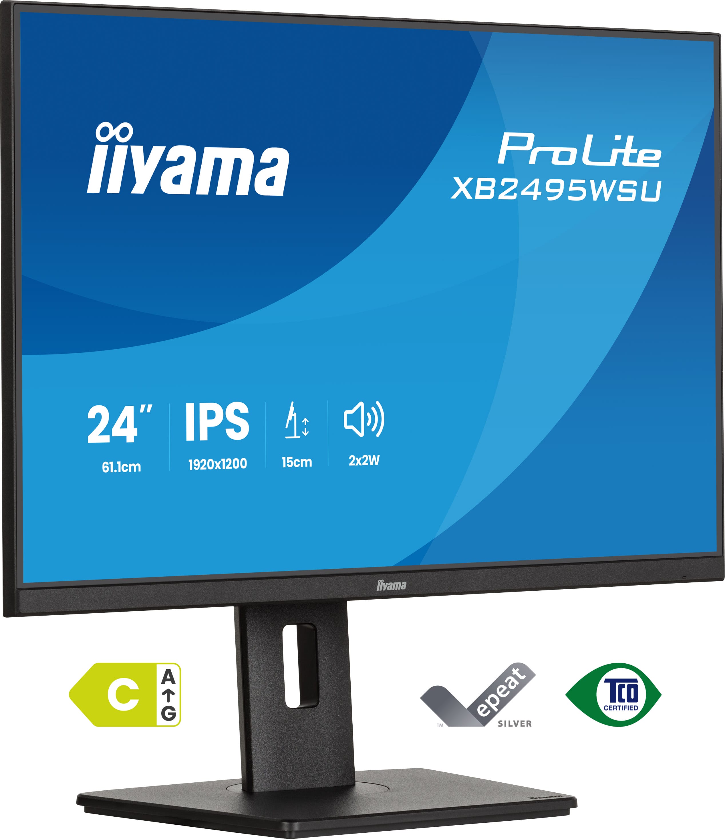 iiyama ProLite XB2495WSU-B1 | 24,1" IPS Monitor WUXGA 100Hz USB-C Hub 16:10 Ergonomisch