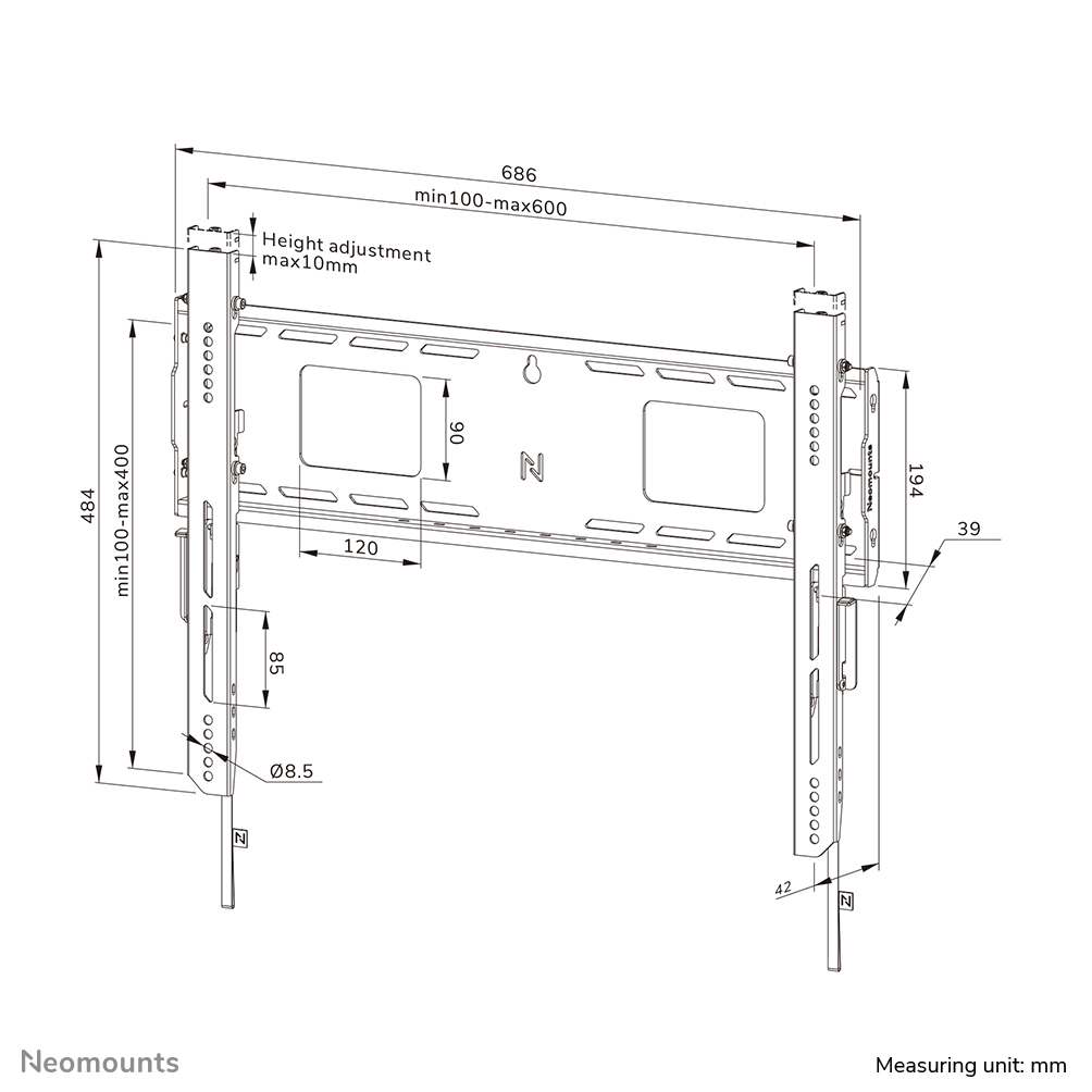 Neomounts WL30-750BL16 Schwerlast-Wandhalterung 42-86" - fest - abschließbar - schnelle Installation - TÜV Neomounts WL30-750BL16 Schwerlast-Wandhalterung 42-86" - fest - abschließbar - schnelle Installation - TÜV