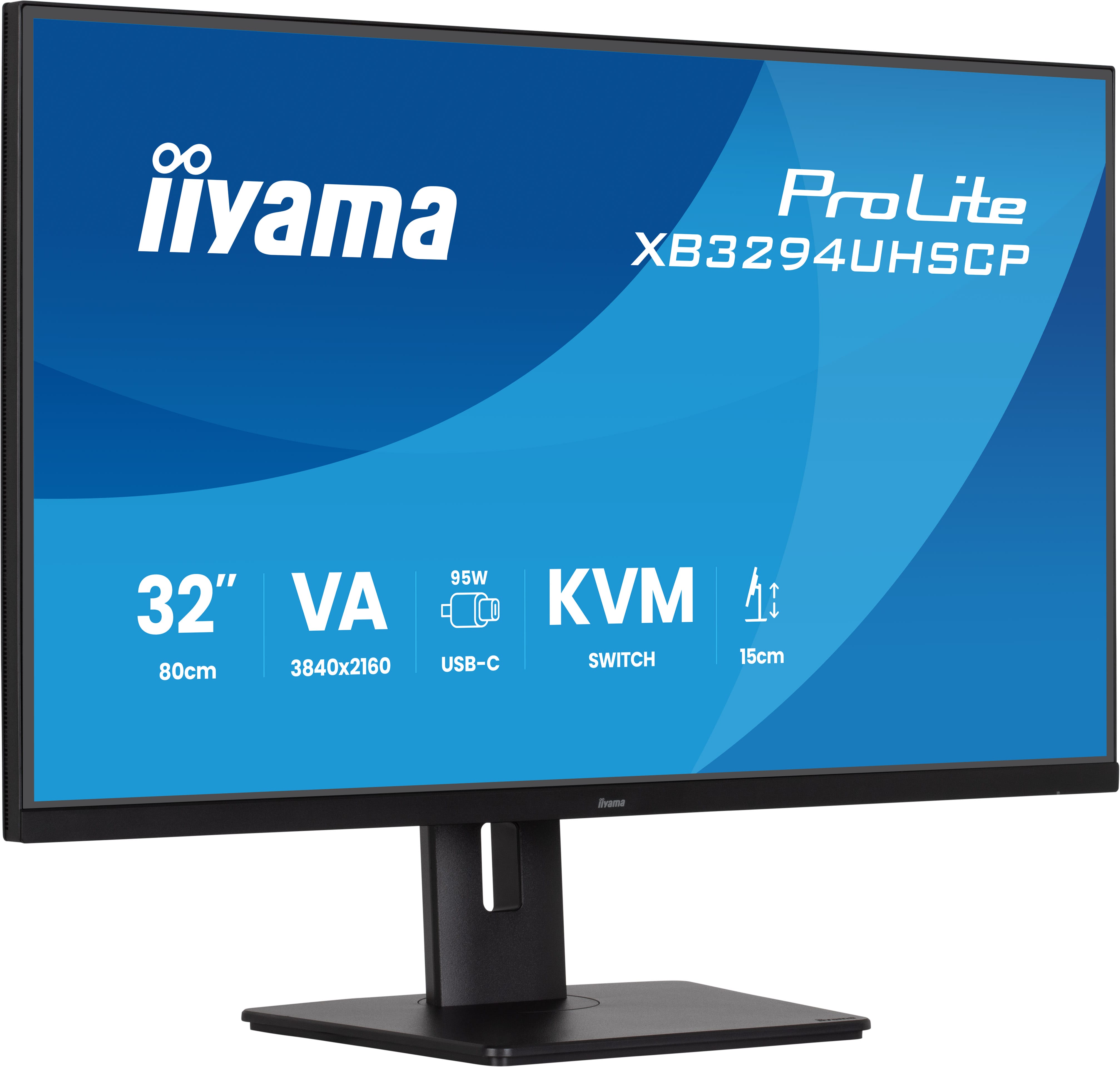 Iiyama ProLite XB3294UHSCP-B1 | 32" 4K VA Monitor mit USB-C Dock, KVM & PiP/PbP