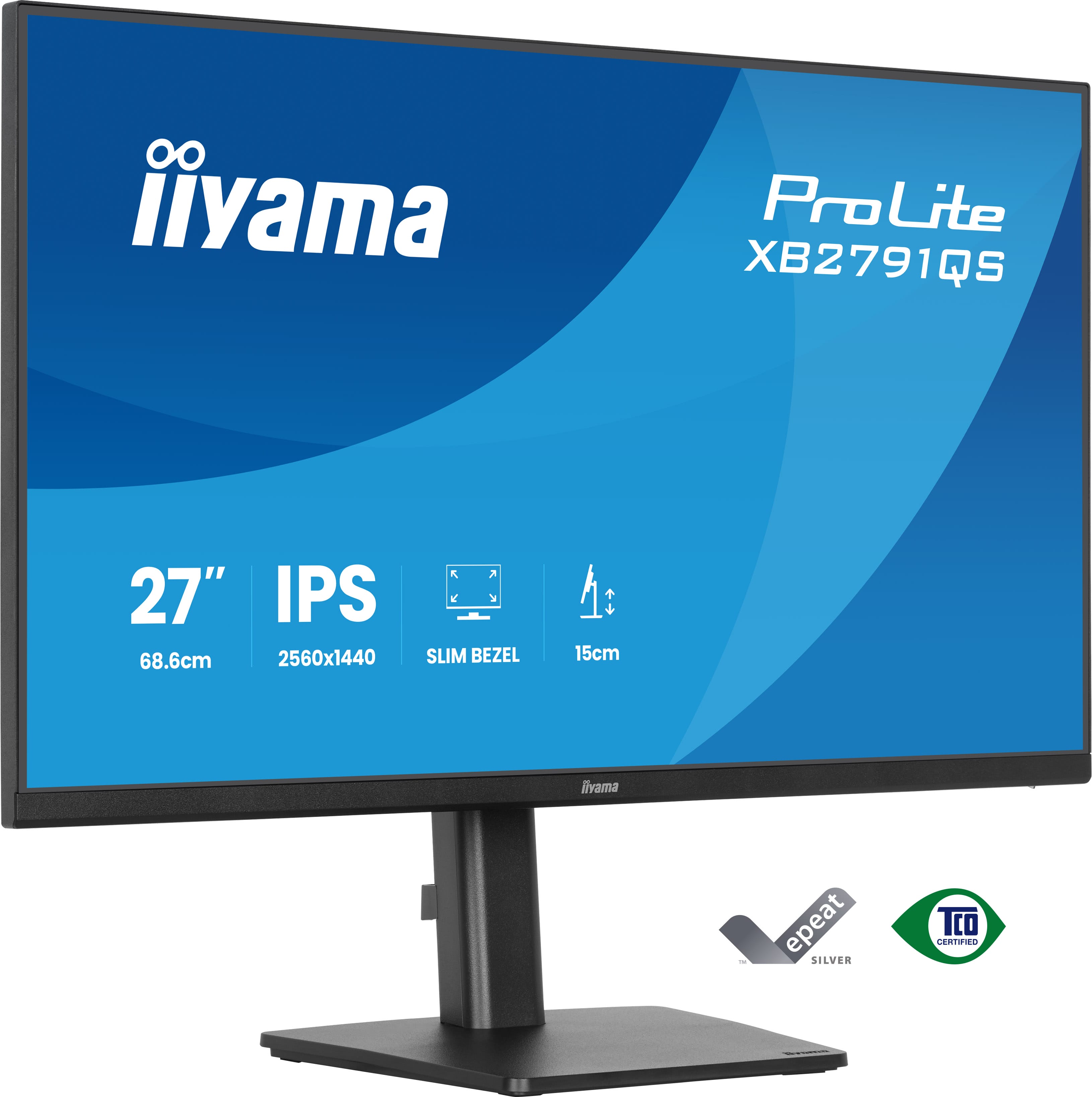 Iiyama ProLite XB2791QS-B1 | 27" QHD IPS Monitor Ergonomisch – 2560x1440, Pivot, Eye Care