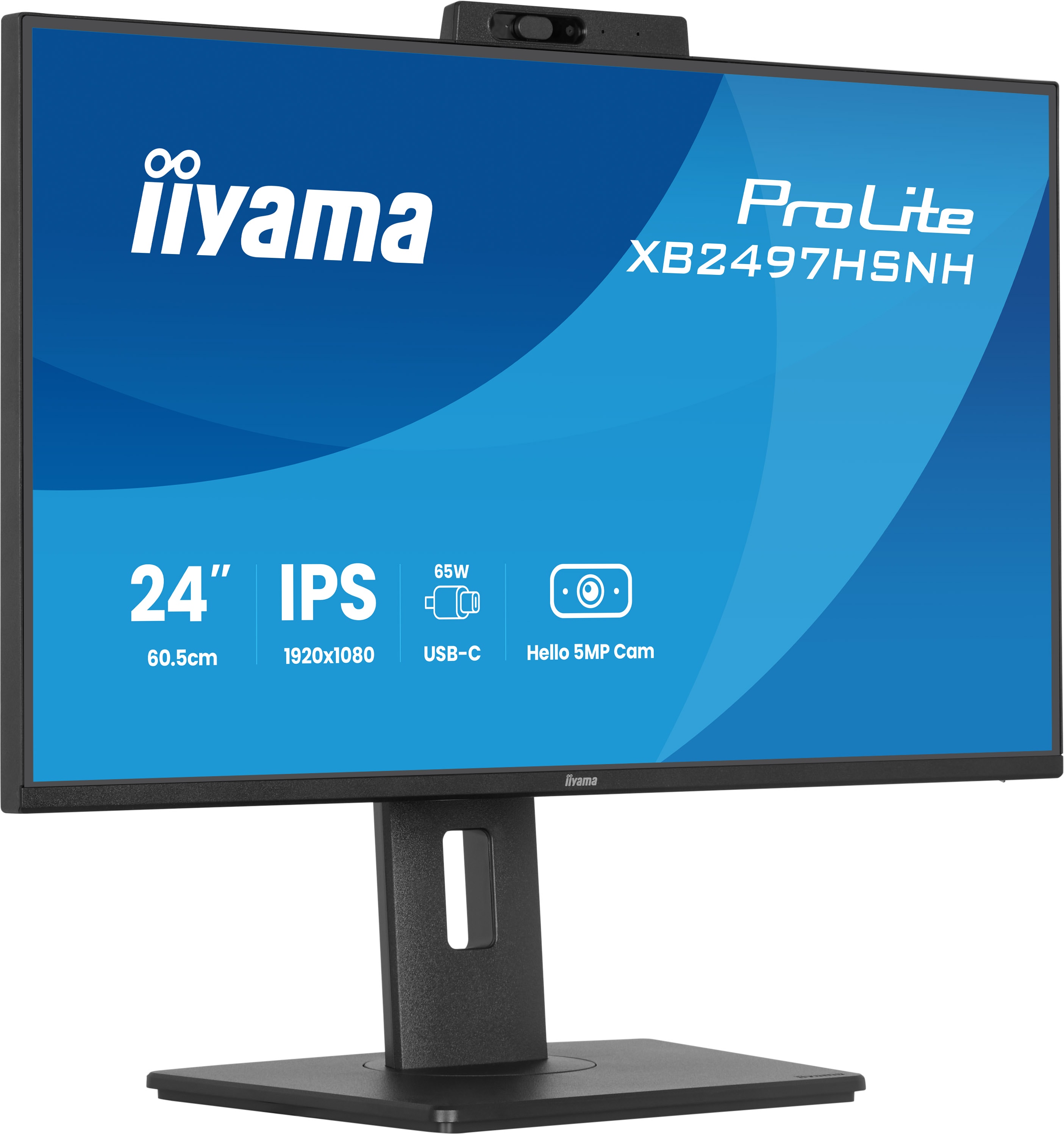 iiyama ProLite XB2497HSNH-B1 | 24" IPS Monitor Full HD 100Hz USB-C Dock Webcam LAN ergonomisch