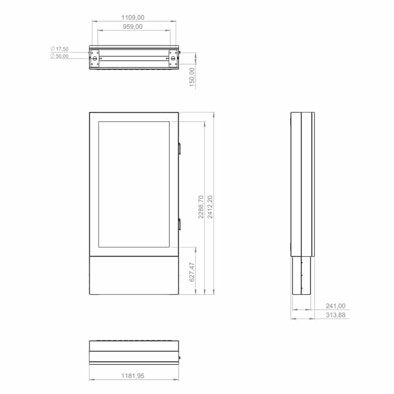 HAGOR ScreenOut Eco Kiosk XL - inkl. Heizung & HQ Lüftung | 1979 | 75" | Portrait | Outdoorstele 