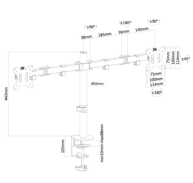 Neomounts FPMA-D550DBLACK | 2x 10- 32"