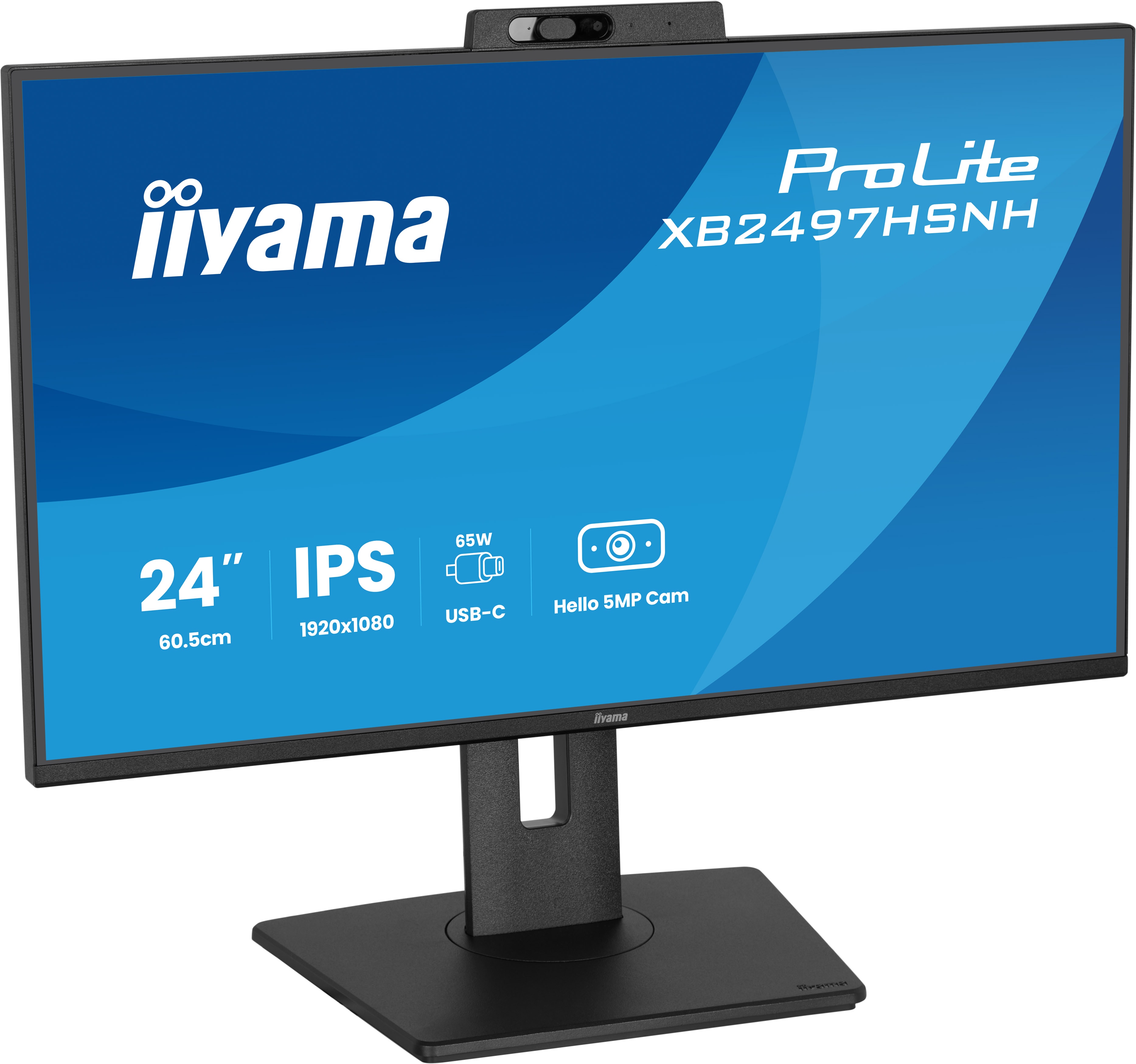 iiyama ProLite XB2497HSNH-B1 | 24" IPS Monitor Full HD 100Hz USB-C Dock Webcam LAN ergonomisch