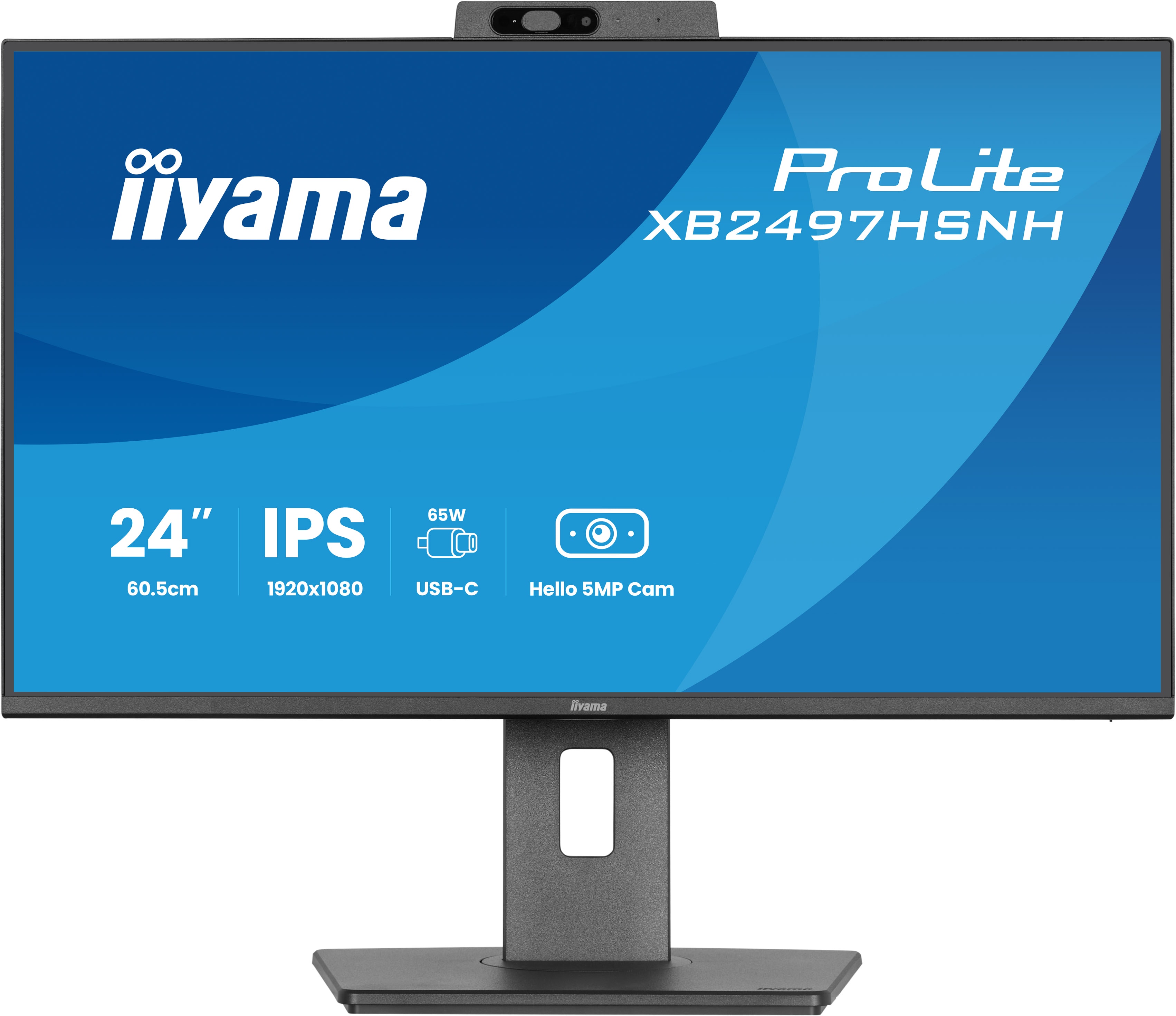 iiyama ProLite XB2497HSNH-B1 | 24" IPS Monitor Full HD 100Hz USB-C Dock Webcam LAN ergonomisch