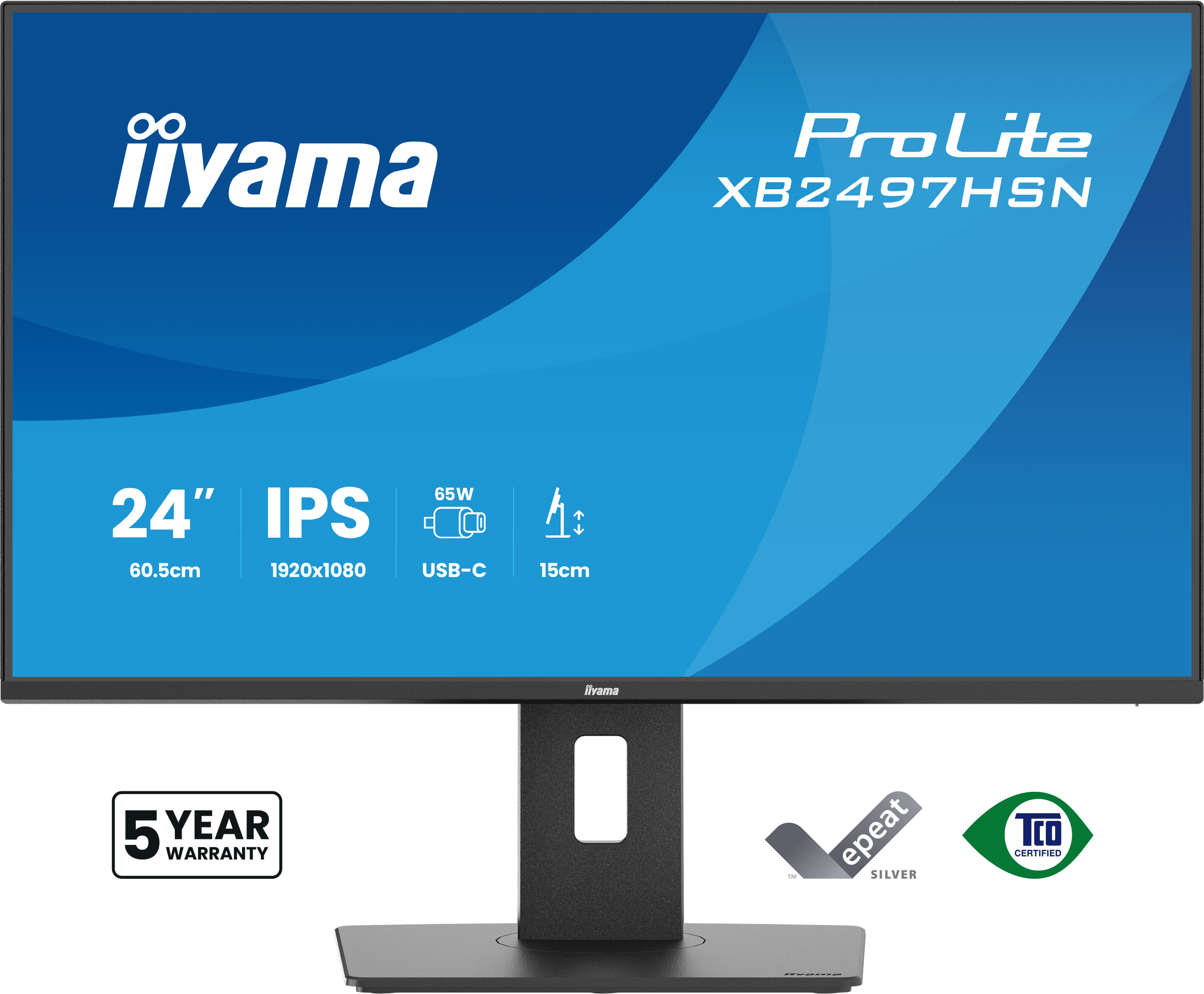 iiyama ProLite XB2497HSN-B1 | 24" IPS Monitor Full HD 100Hz USB-C Docking LAN ergonomisch