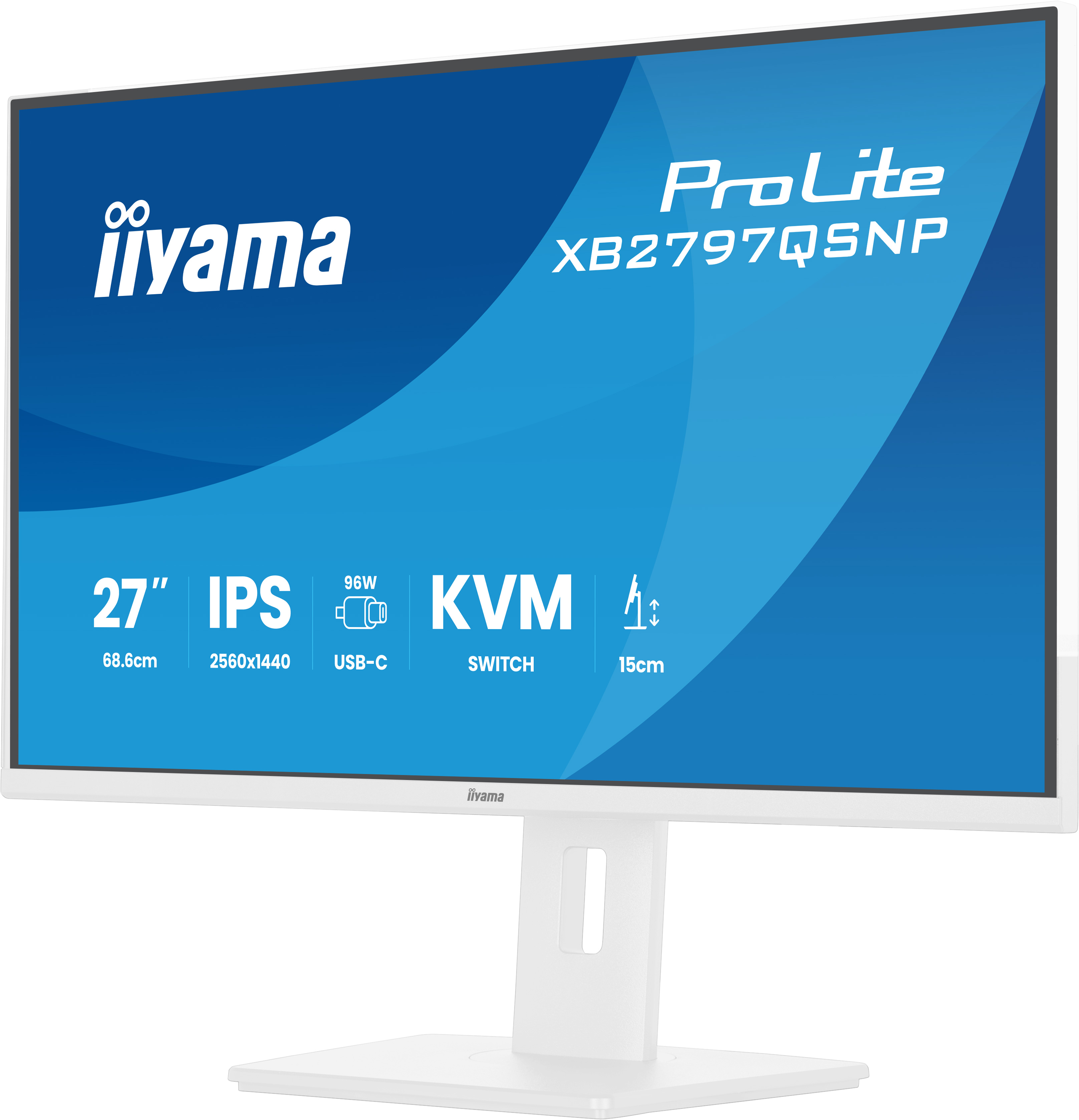 Iiyama ProLite XB2797QSNP-W1 | 27" QHD IPS Monitor mit USB-C Docking, KVM-Switch & LAN