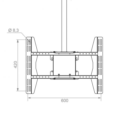 HAGOR PLD Large Single 8602 | 49" - 65" | 600x400 | 50KG | Black | Deckenhalterung 