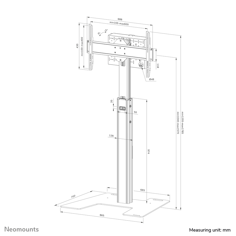 Neomounts FL45S-825BL1 TV-Bodenständer 37-75" - TÜV